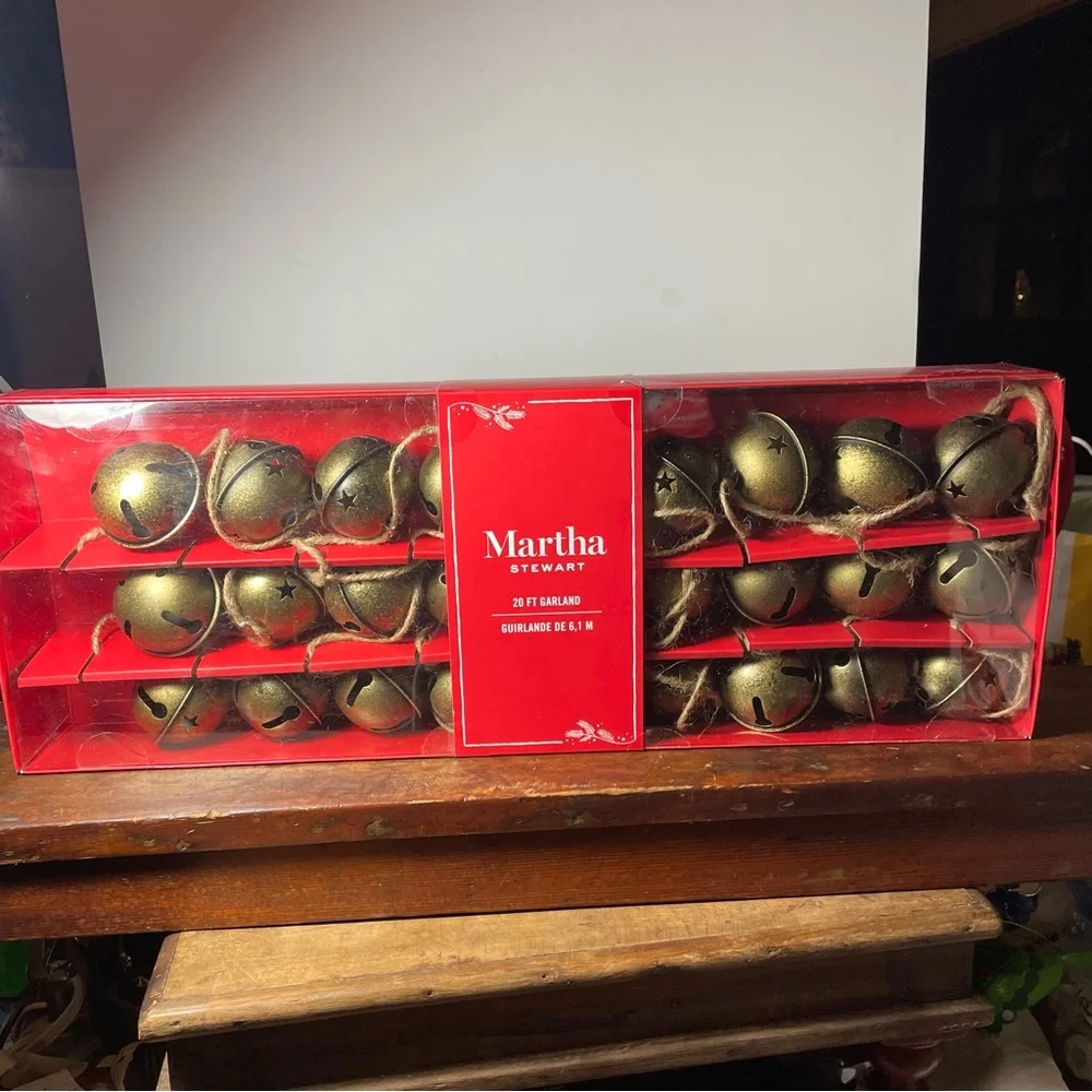 Martha Stewart antique brass bell garland Christmas decor sleigh bells